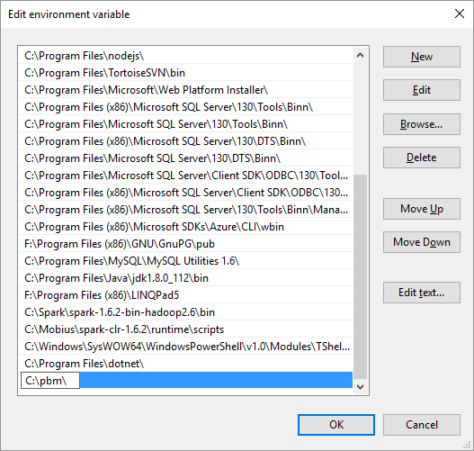 new pbm environment variable pointing to the pbm installation directory